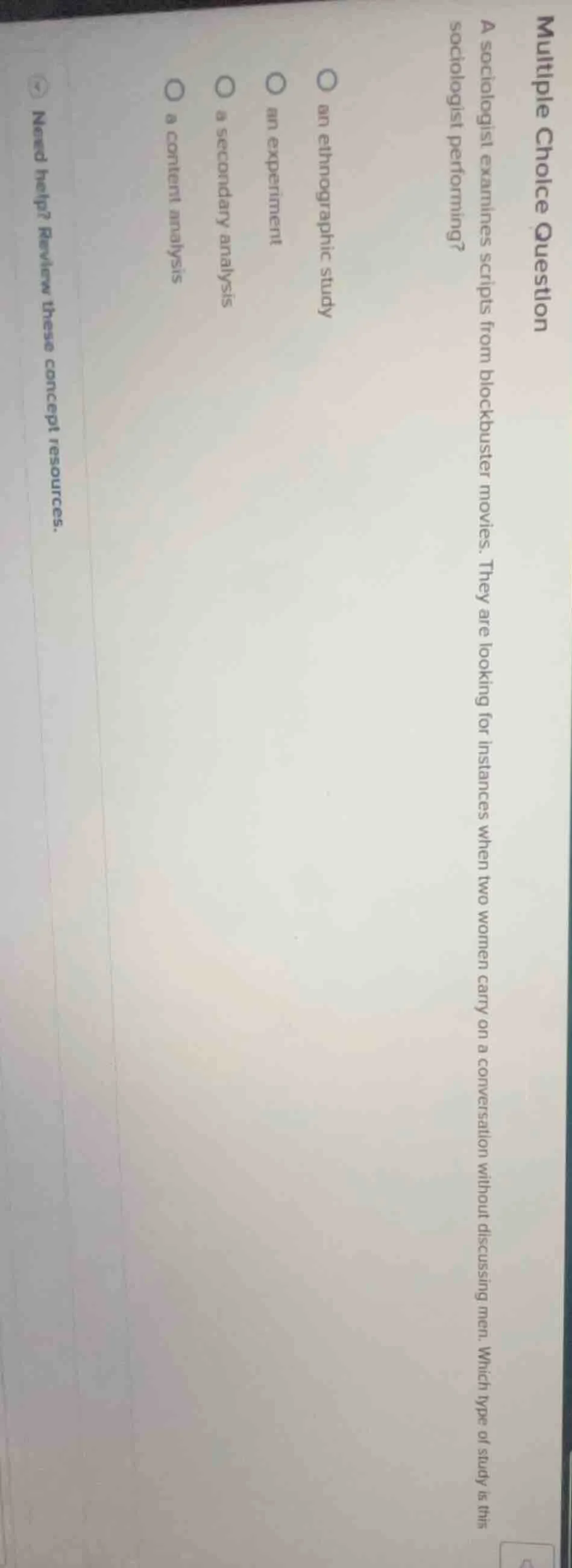 multiple choice question a sociologist examines scripts from blockbuste…