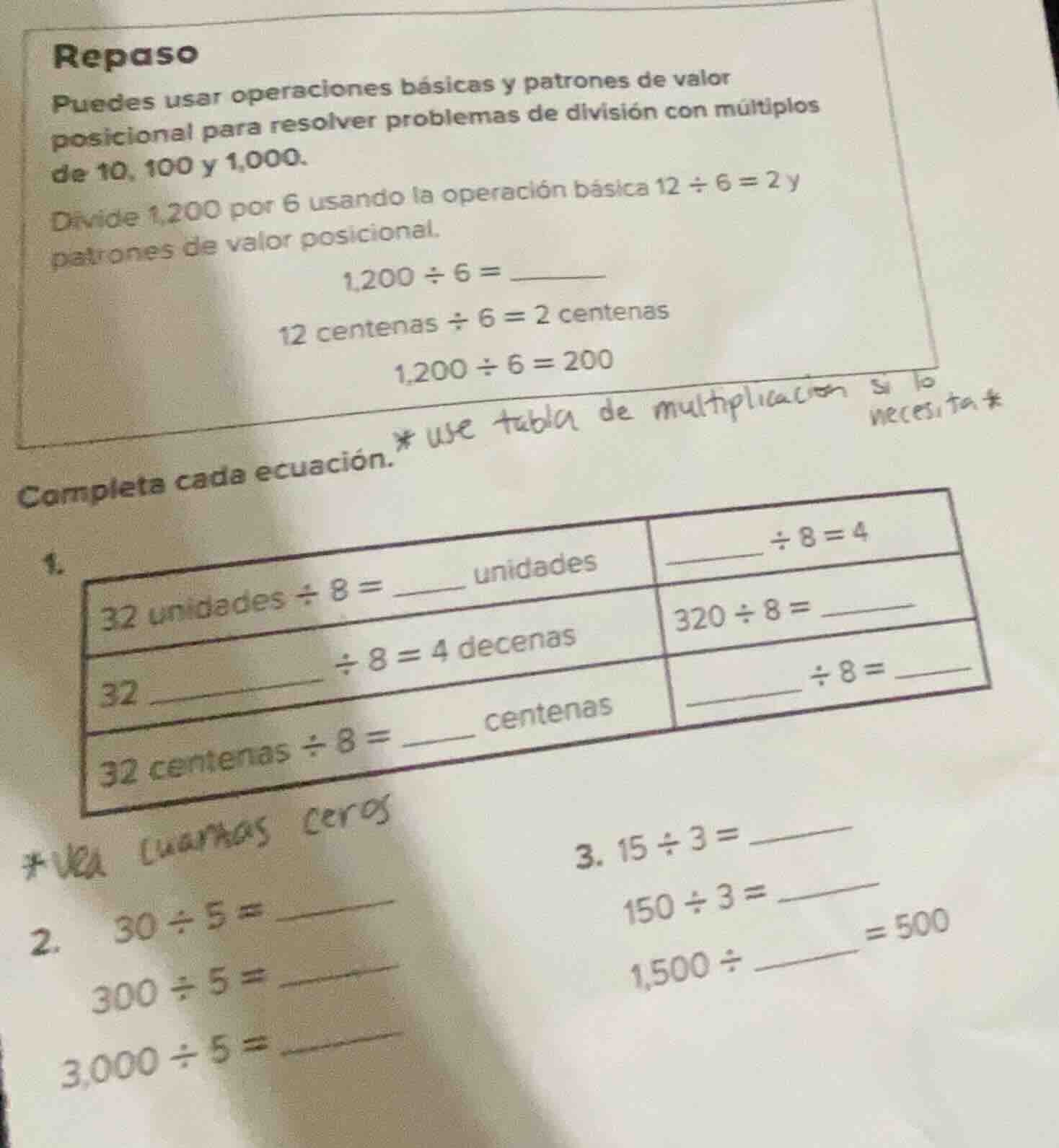 repaso puedes usar operaciones básicas y patrones de valor posicional p…