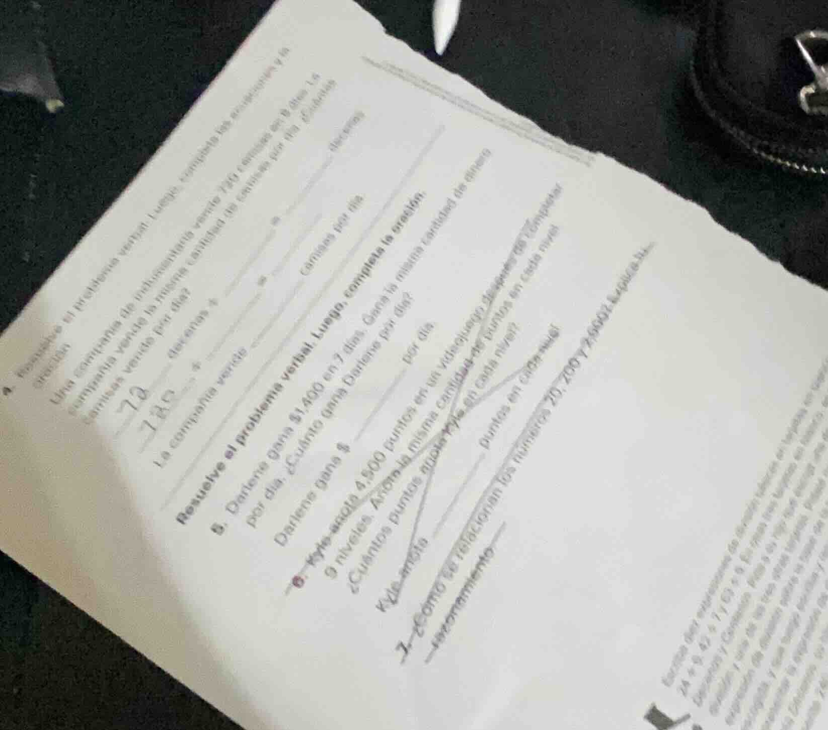 4. resuelve el problema verbal. luego, completa las anotaciones y la or…