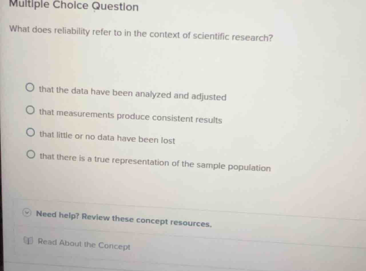 multiple choice question what does reliability refer to in the context …