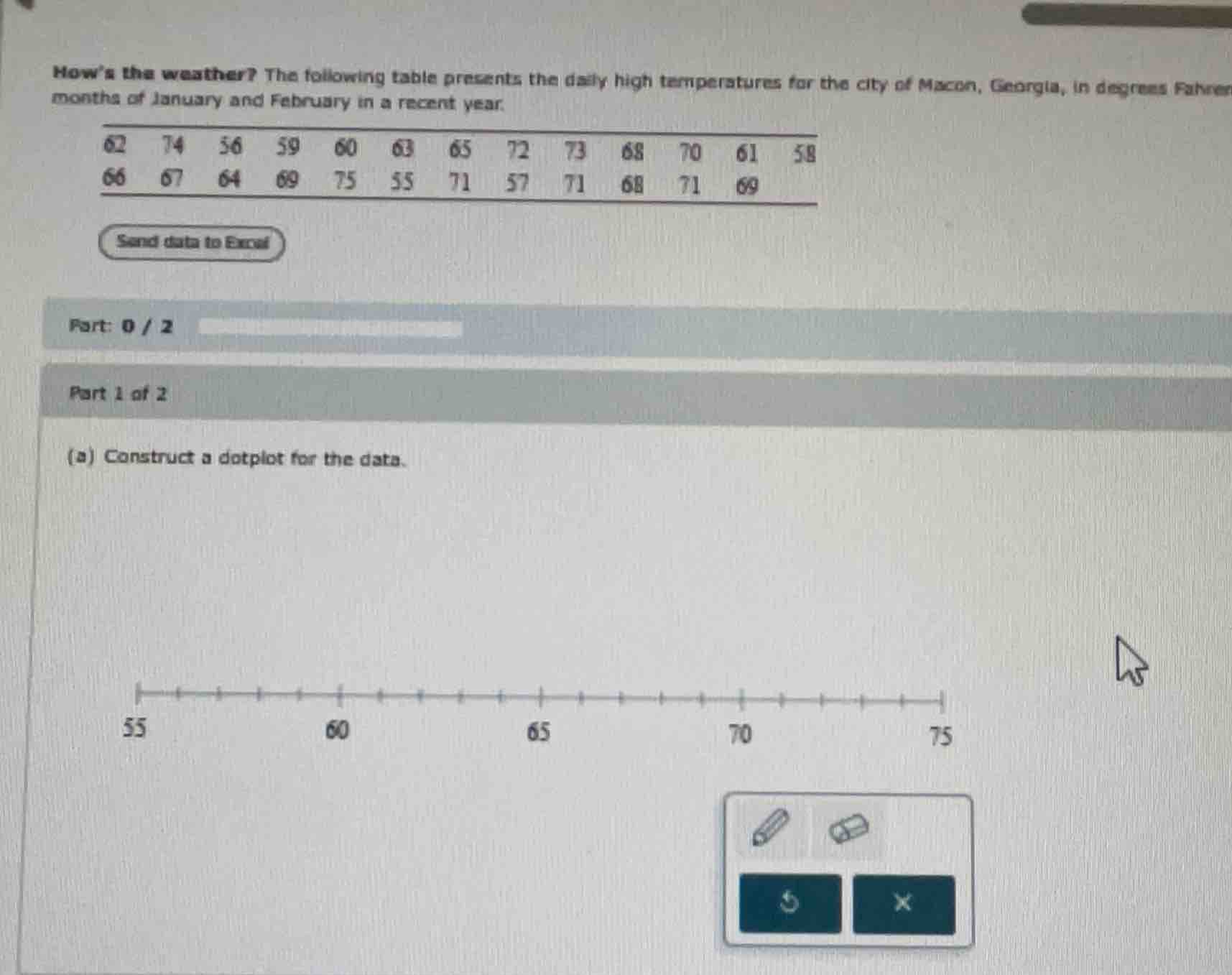 hows the weather? the following table presents the daily high temperatu…