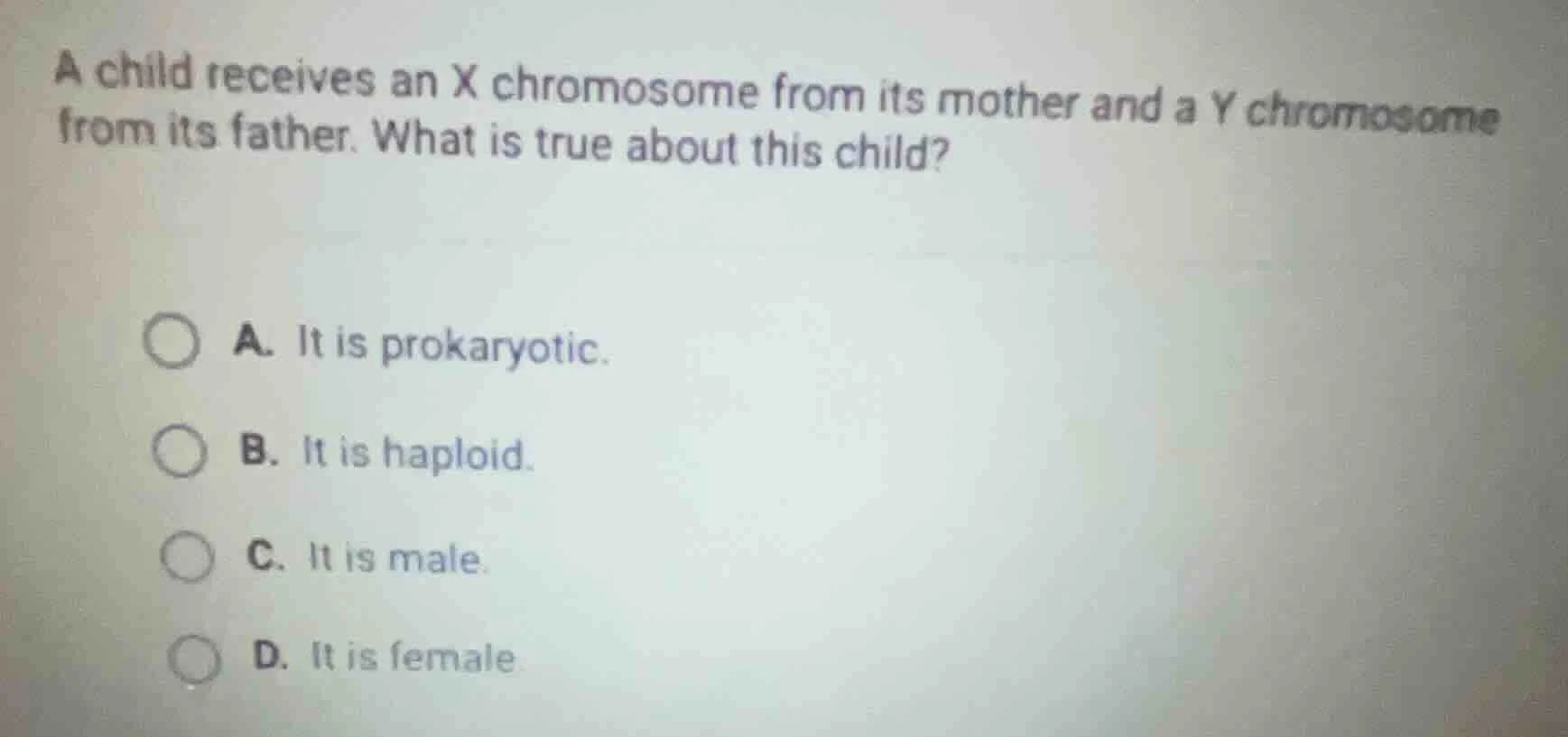 a child receives an x chromosome from its mother and a y chromosome fro…