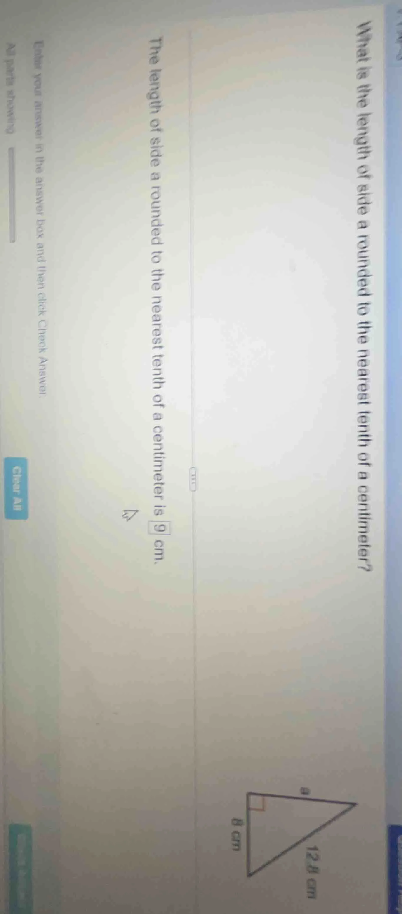 what is the length of side a rounded to the nearest tenth of a centimet…