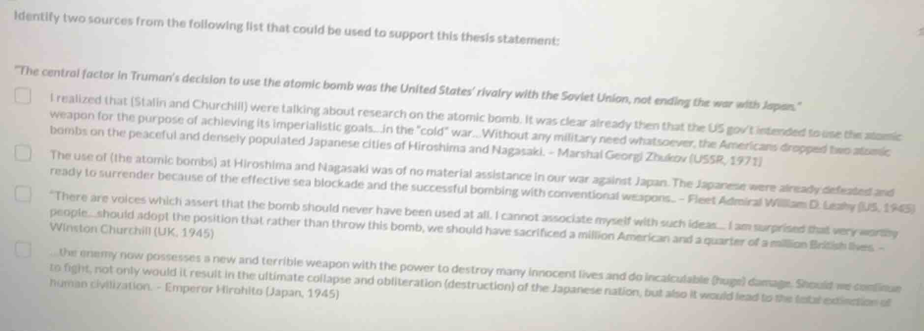 identify two sources from the following list that could be used to supp…