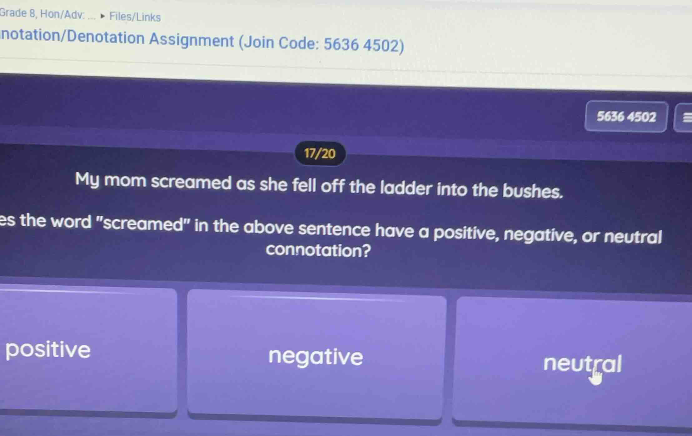 grade 8, hon/adv: ... ▶ files/links notation/denotation assignment (joi…