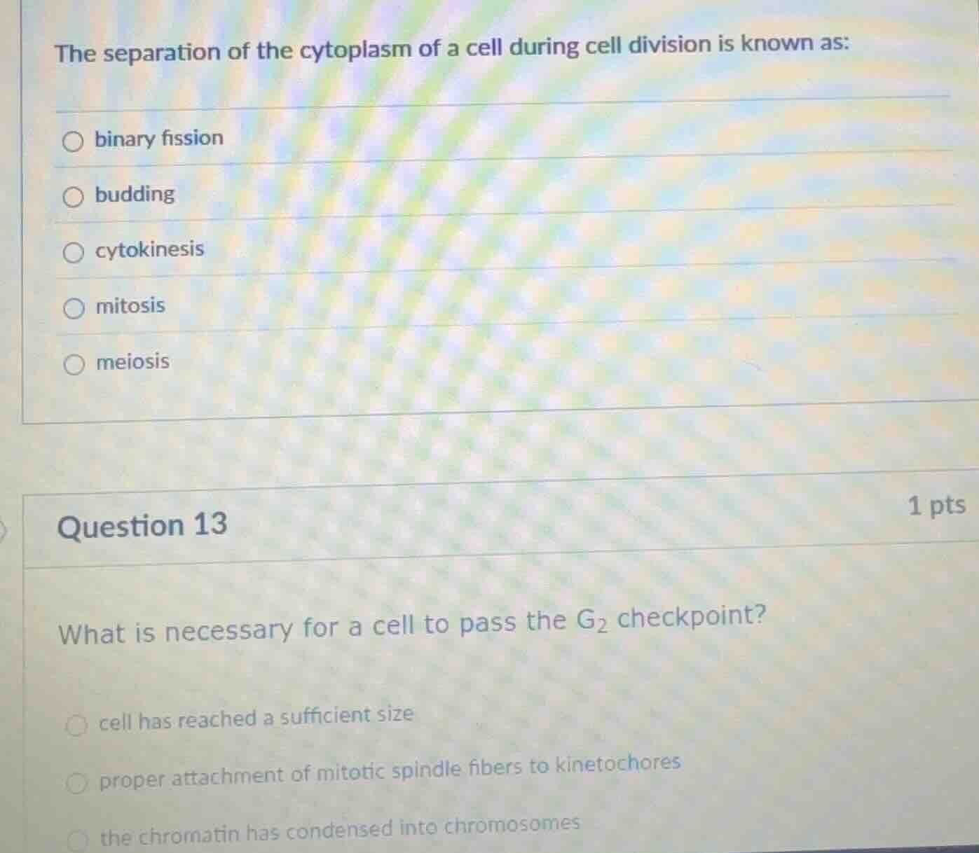 the separation of the cytoplasm of a cell during cell division is known…