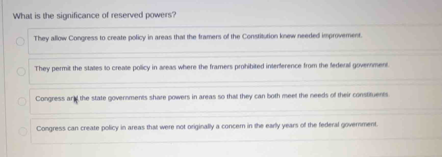 what is the significance of reserved powers? they allow congress to cre…