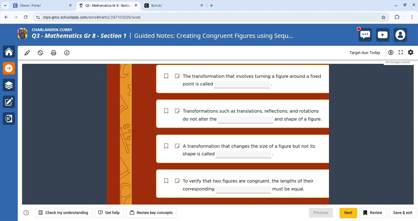 1. the transformation that involves turning a figure around a fixed poi…