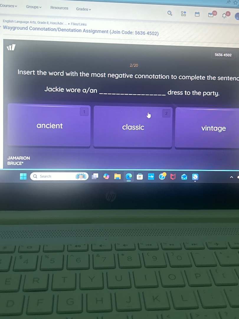 2/20 insert the word with the most negative connotation to complete the…