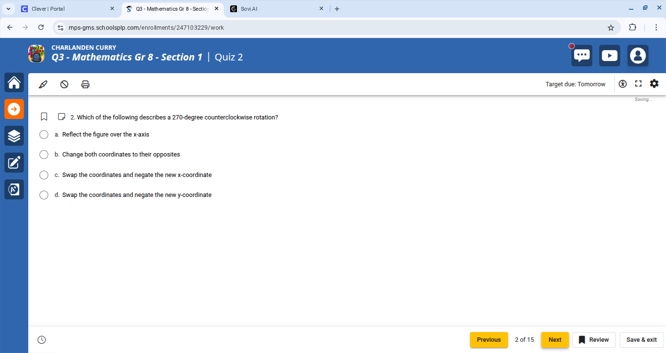 2. which of the following describes a 270-degree counterclockwise rotat…