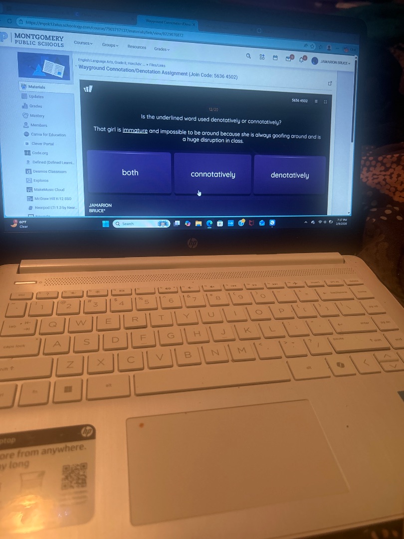 is the underlined word used denotatively or connotatively? that girl is…