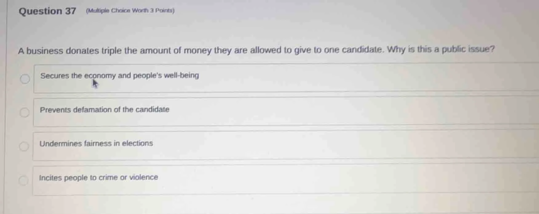question 37 (multiple choice worth 3 points) a business donates triple …
