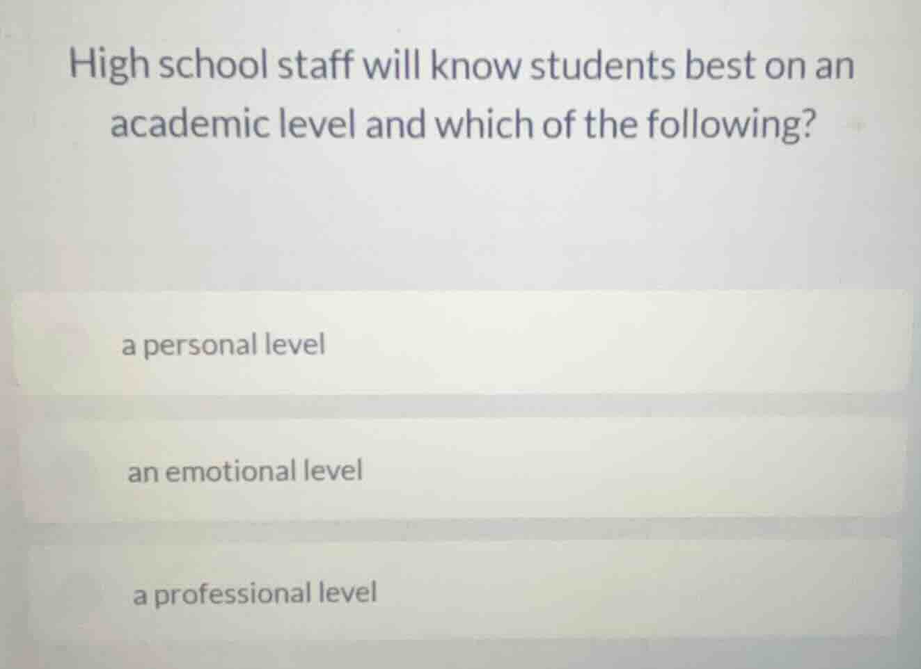 high school staff will know students best on an academic level and whic…