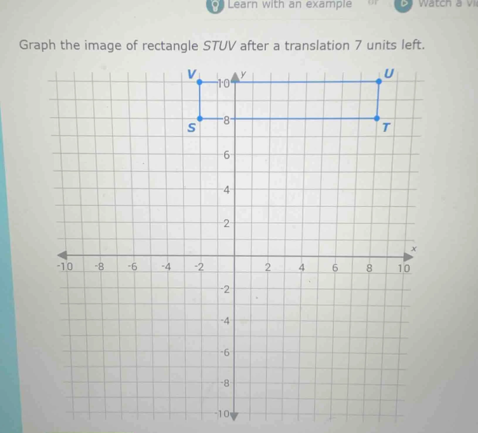 graph the image of rectangle stuv after a translation 7 units left.