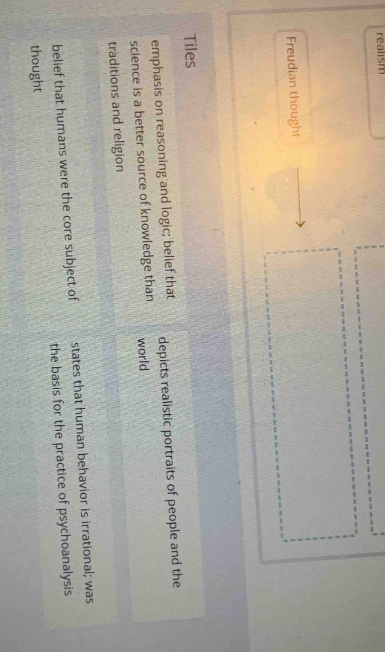 realism freudian thought tiles emphasis on reasoning and logic; belief …