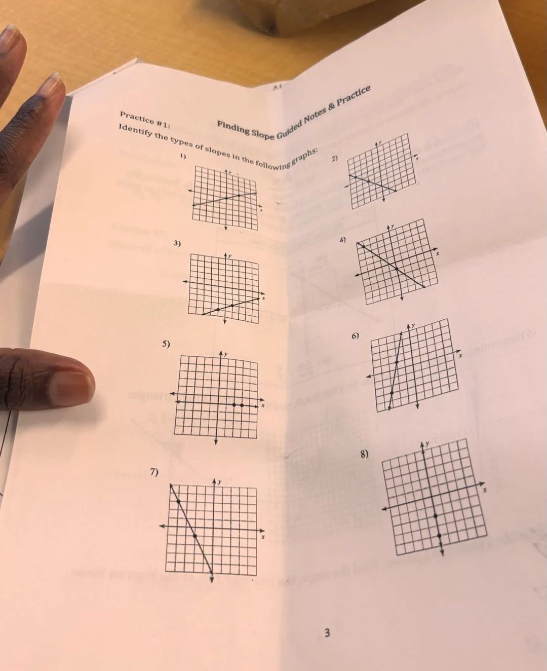 finding slope guided notes & practice practice #1: identify the types o…