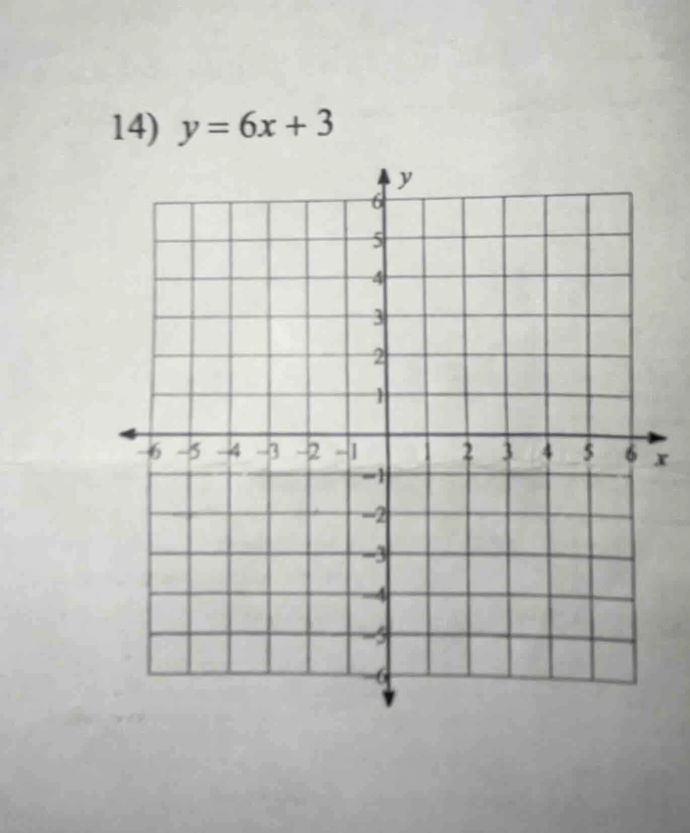 14) $y = 6x + 3$