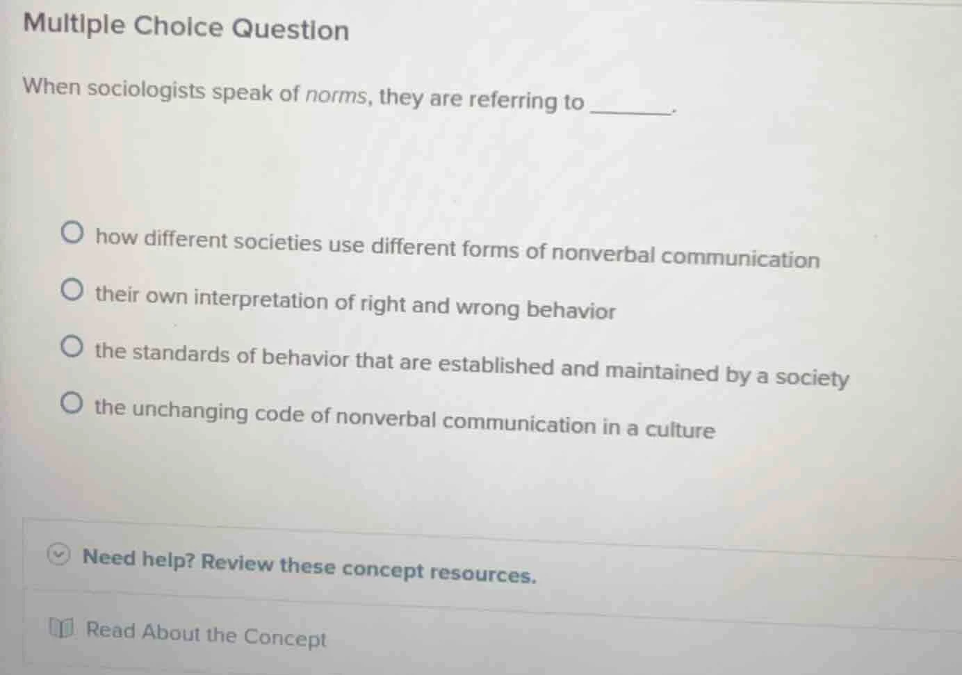 multiple choice question when sociologists speak of norms, they are ref…