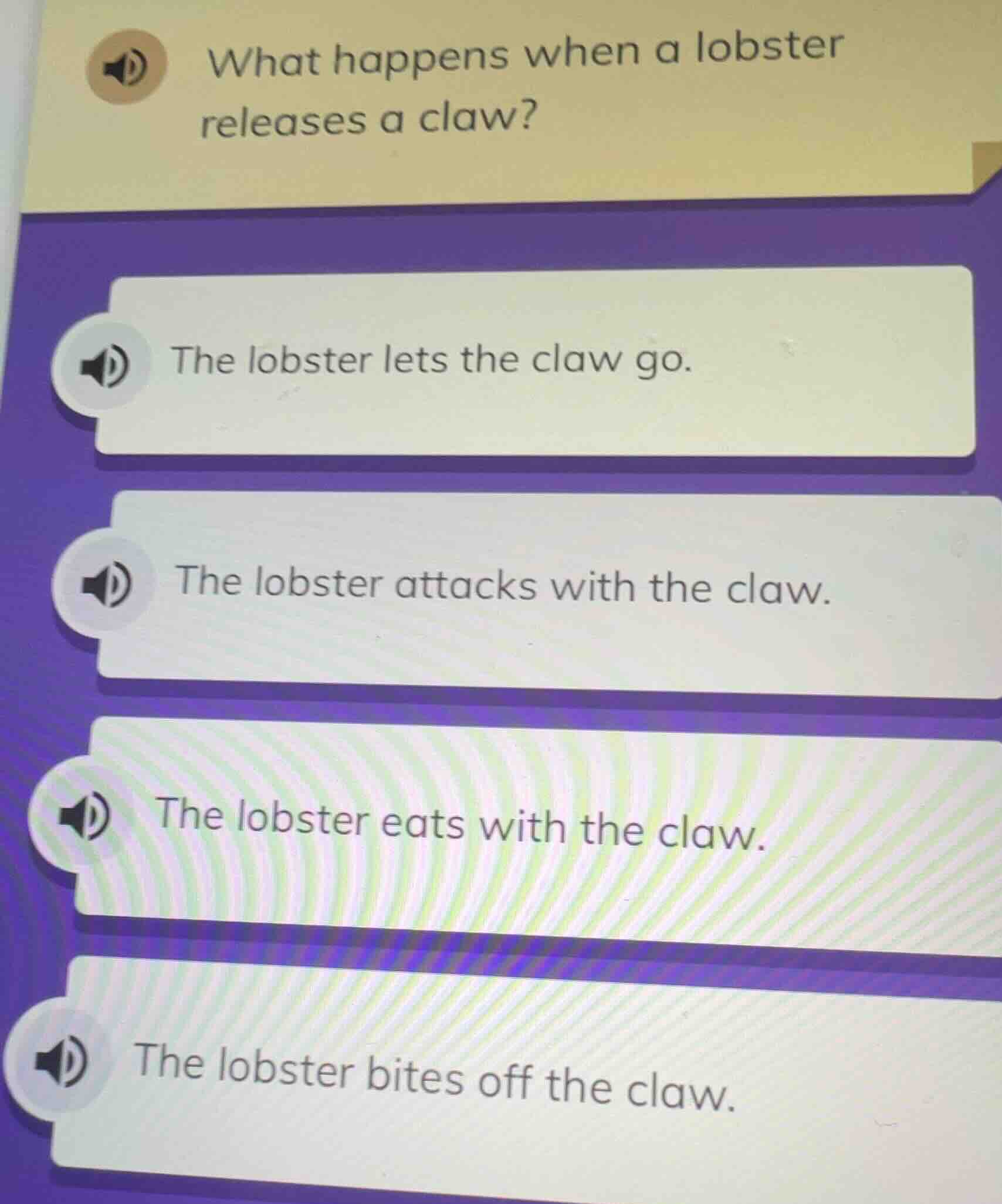 what happens when a lobster releases a claw? the lobster lets the claw …