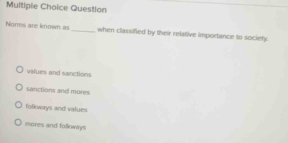 multiple choice question norms are known as ______ when classified by t…