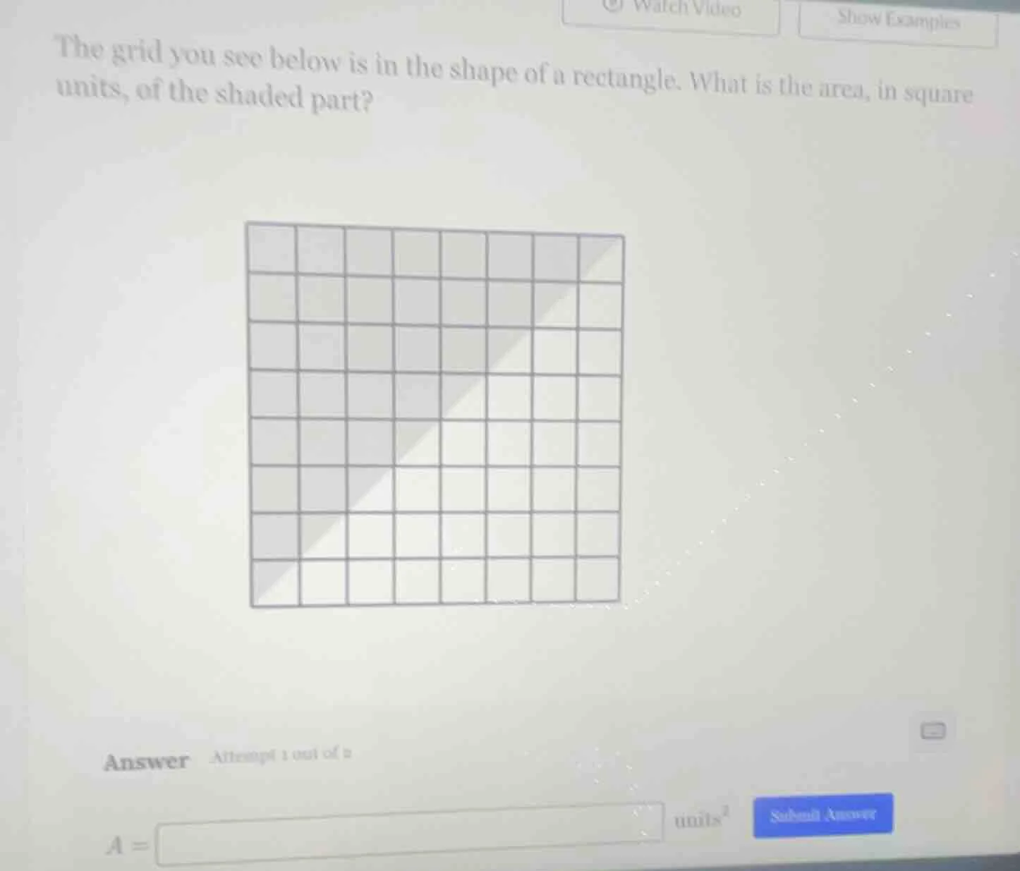 the grid you see below is in the shape of a rectangle. what is the area…