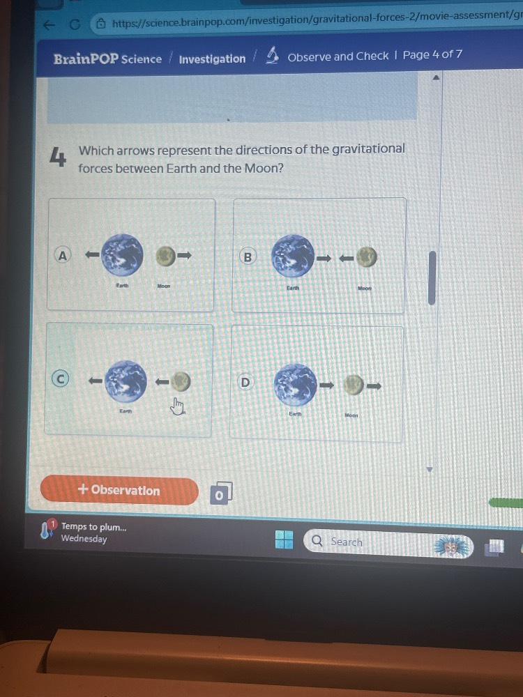 4 which arrows represent the directions of the gravitational forces bet…