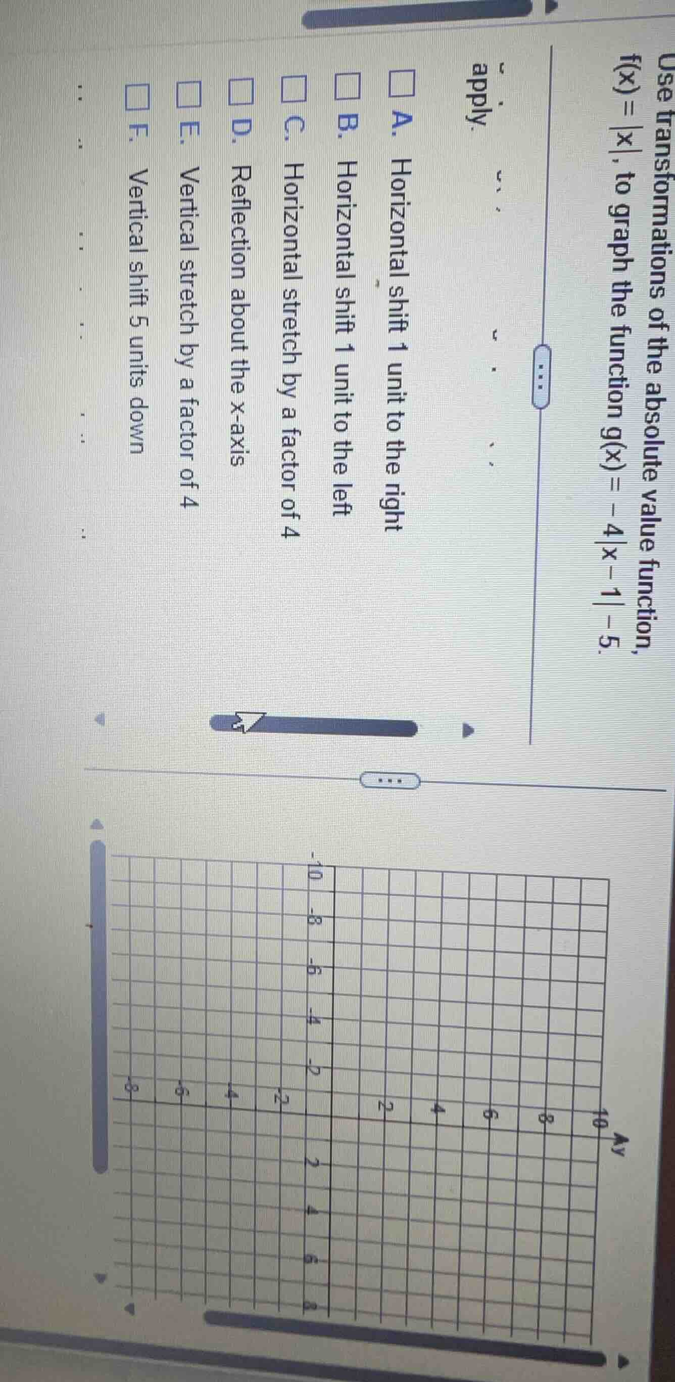use transformations of the absolute value function, $f(x)=|x|$, to grap…