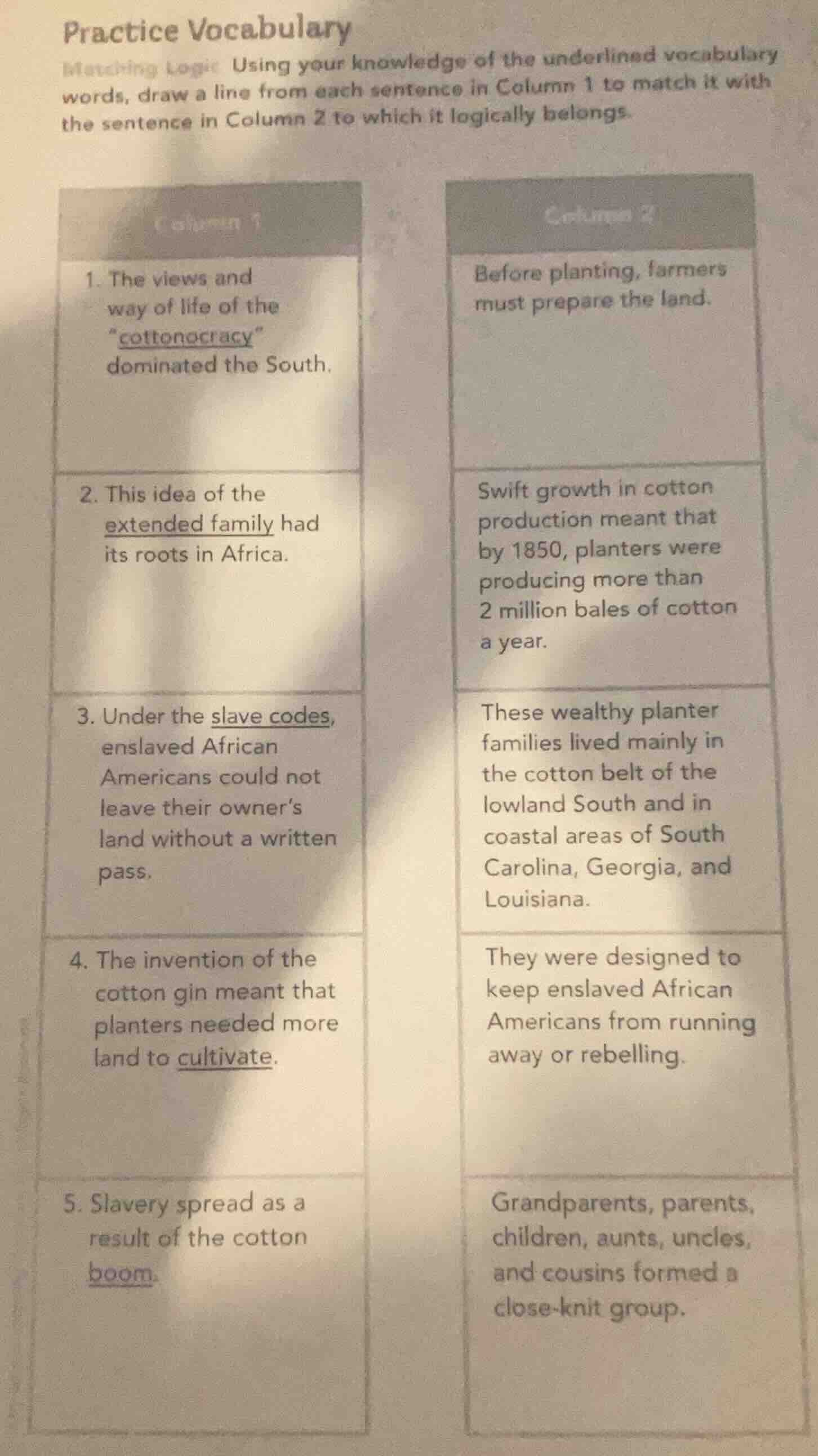 practice vocabulary matching logic: using your knowledge of the underli…