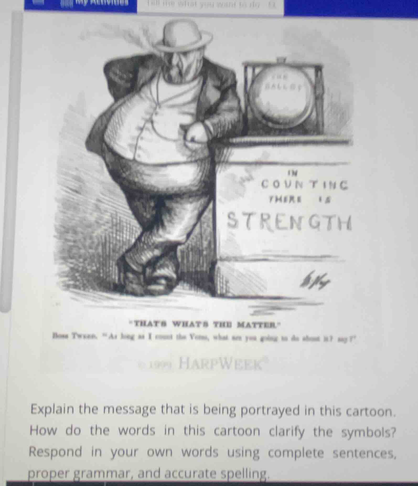 in counting there is strength \thats whats the matter.\ boss tweed, \as…