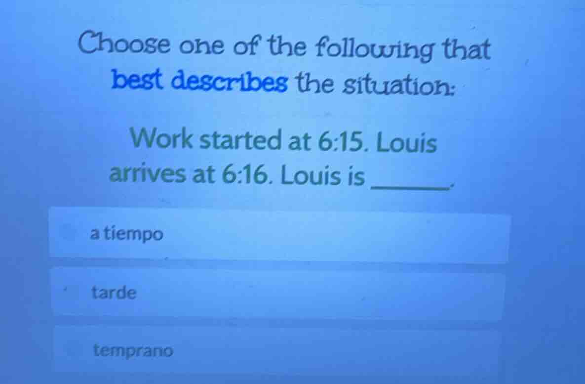 choose one of the following that best describes the situation: work sta…