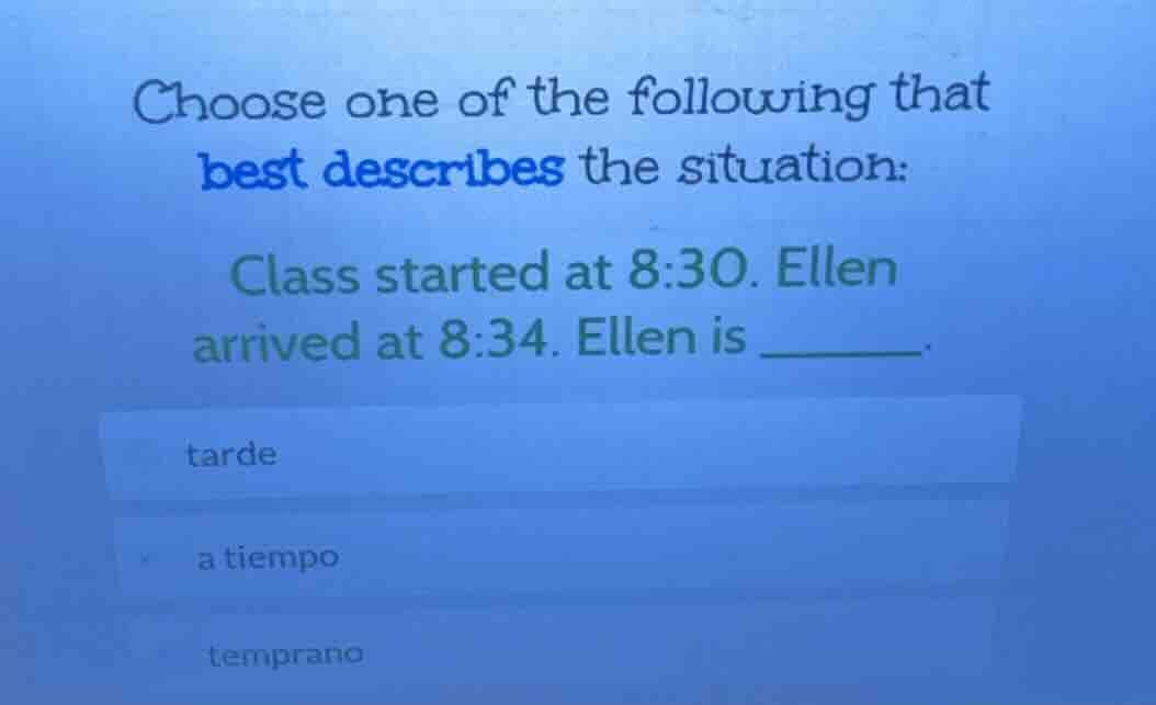 choose one of the following that best describes the situation: class st…