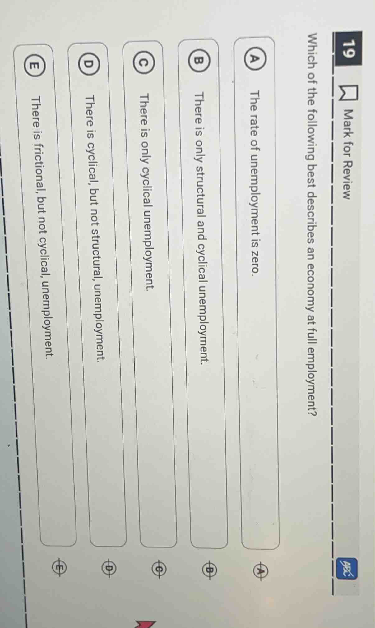 19 mark for review which of the following best describes an economy at …