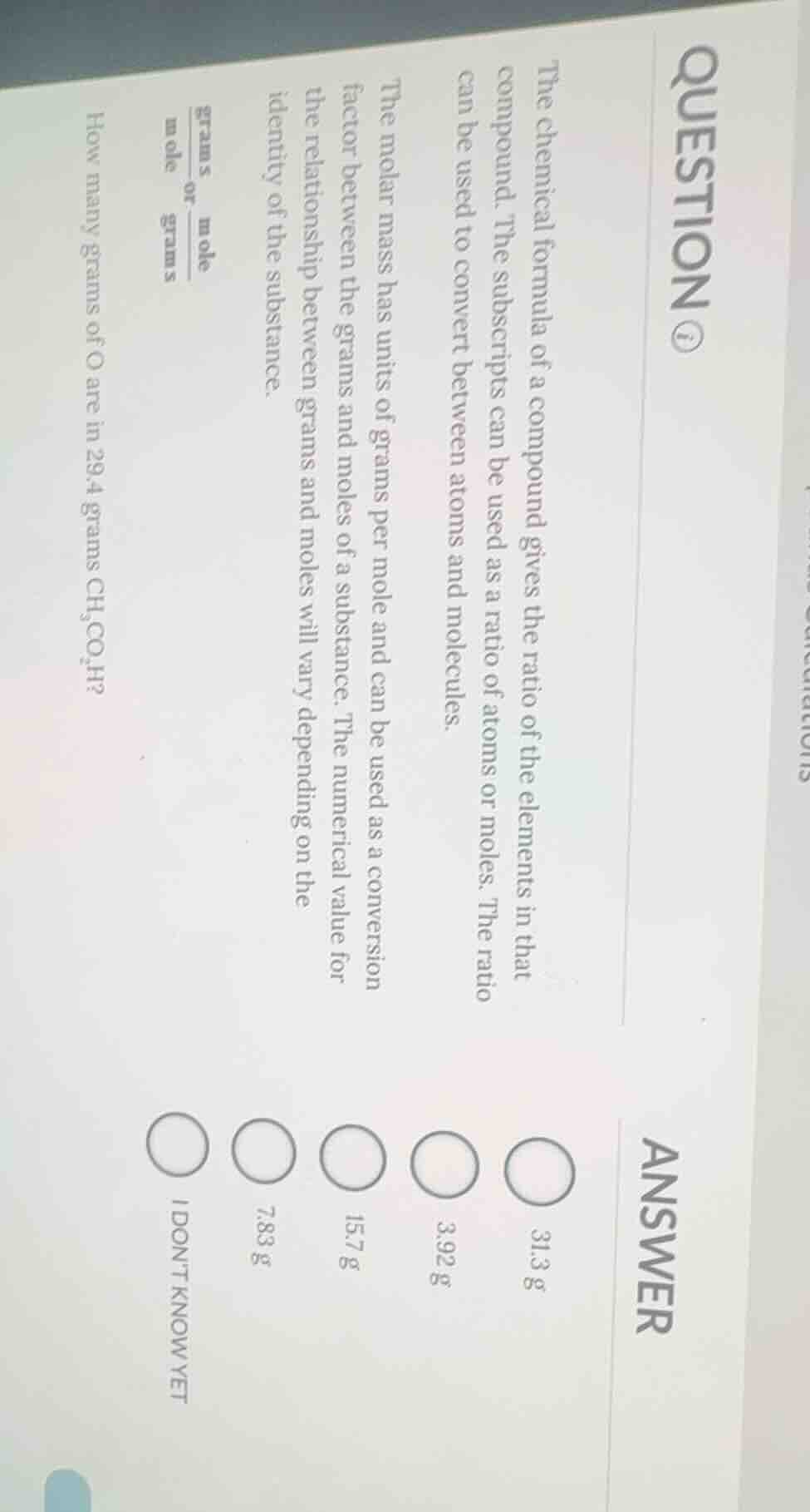 question ①the chemical formula of a compound gives the ratio of the ele…