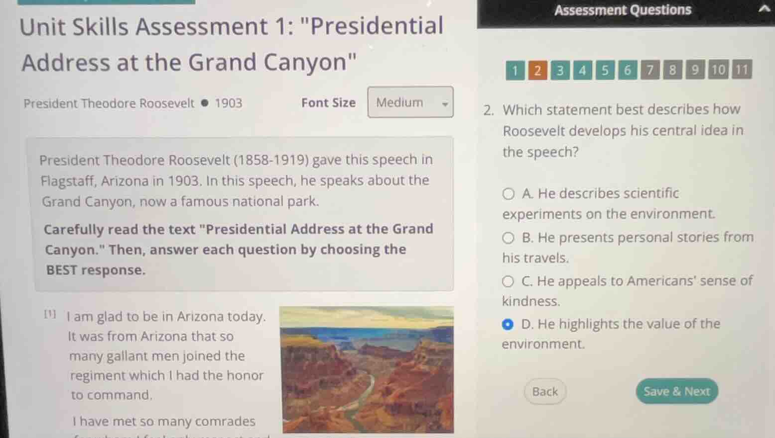 unit skills assessment 1: \presidential address at the grand canyon\ pr…