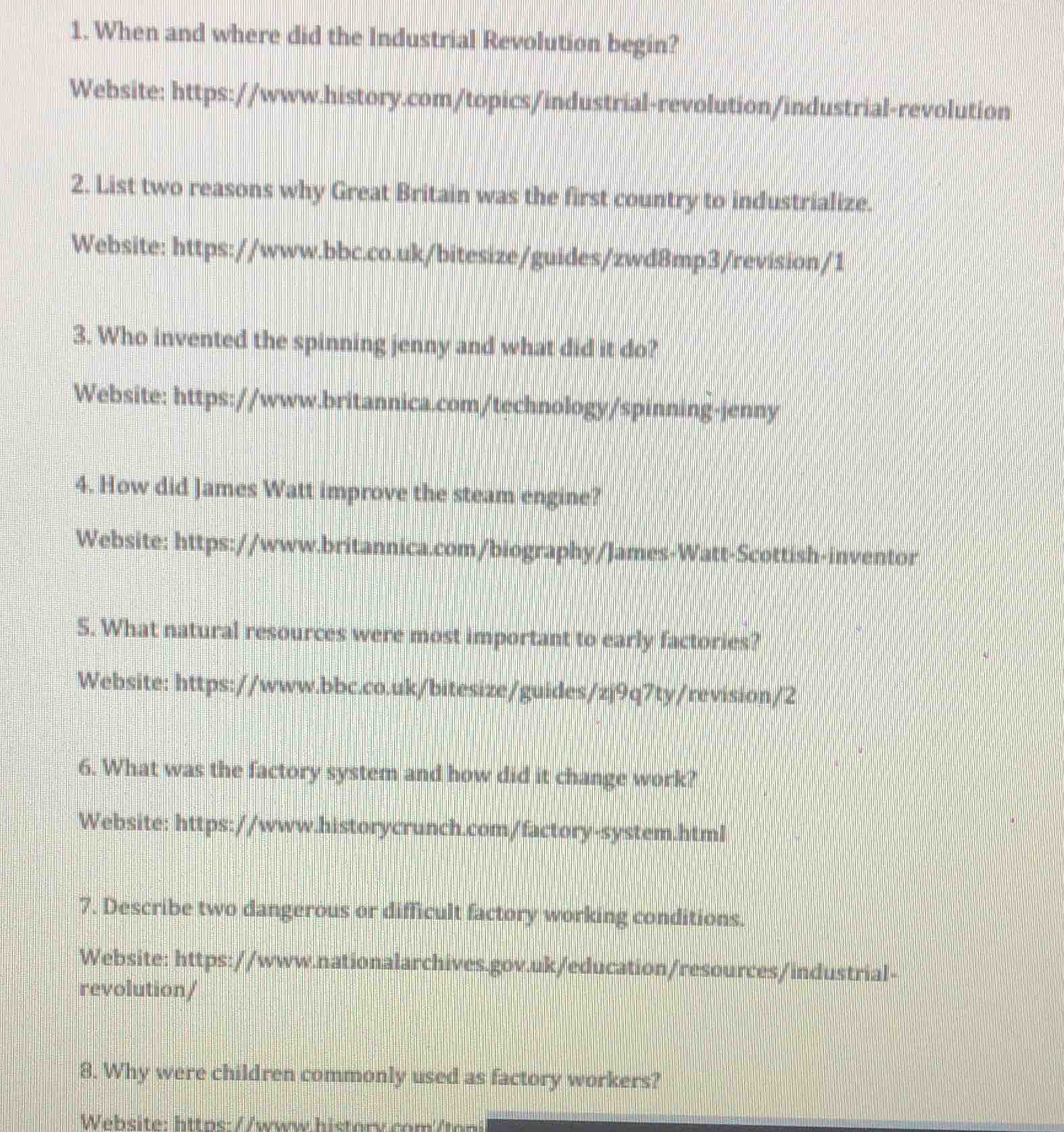 1. when and where did the industrial revolution begin?website: https://…