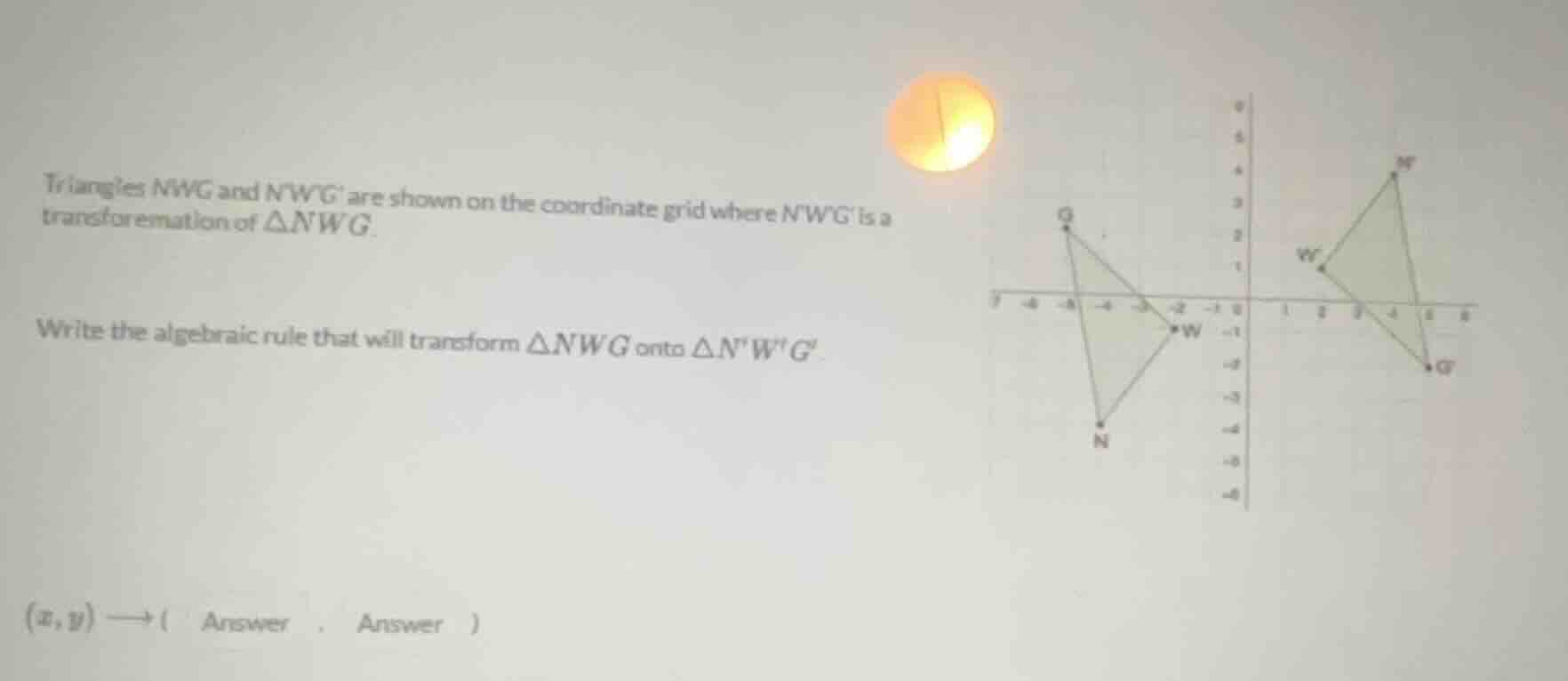 triangles nwg and nwg are shown on the coordinate grid where nwg is a t…