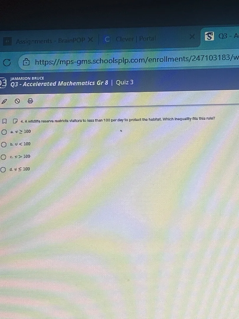 jamarion bruce q3 - accelerated mathematics gr 8 | quiz 3 4. a wildlife…