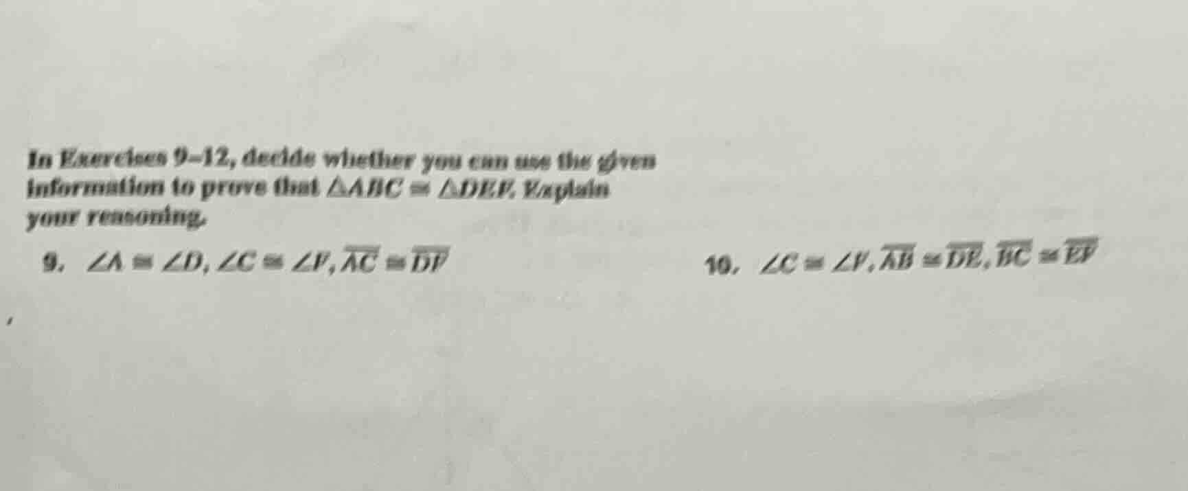 in exercises 9-12, decide whether you can use the given information to …