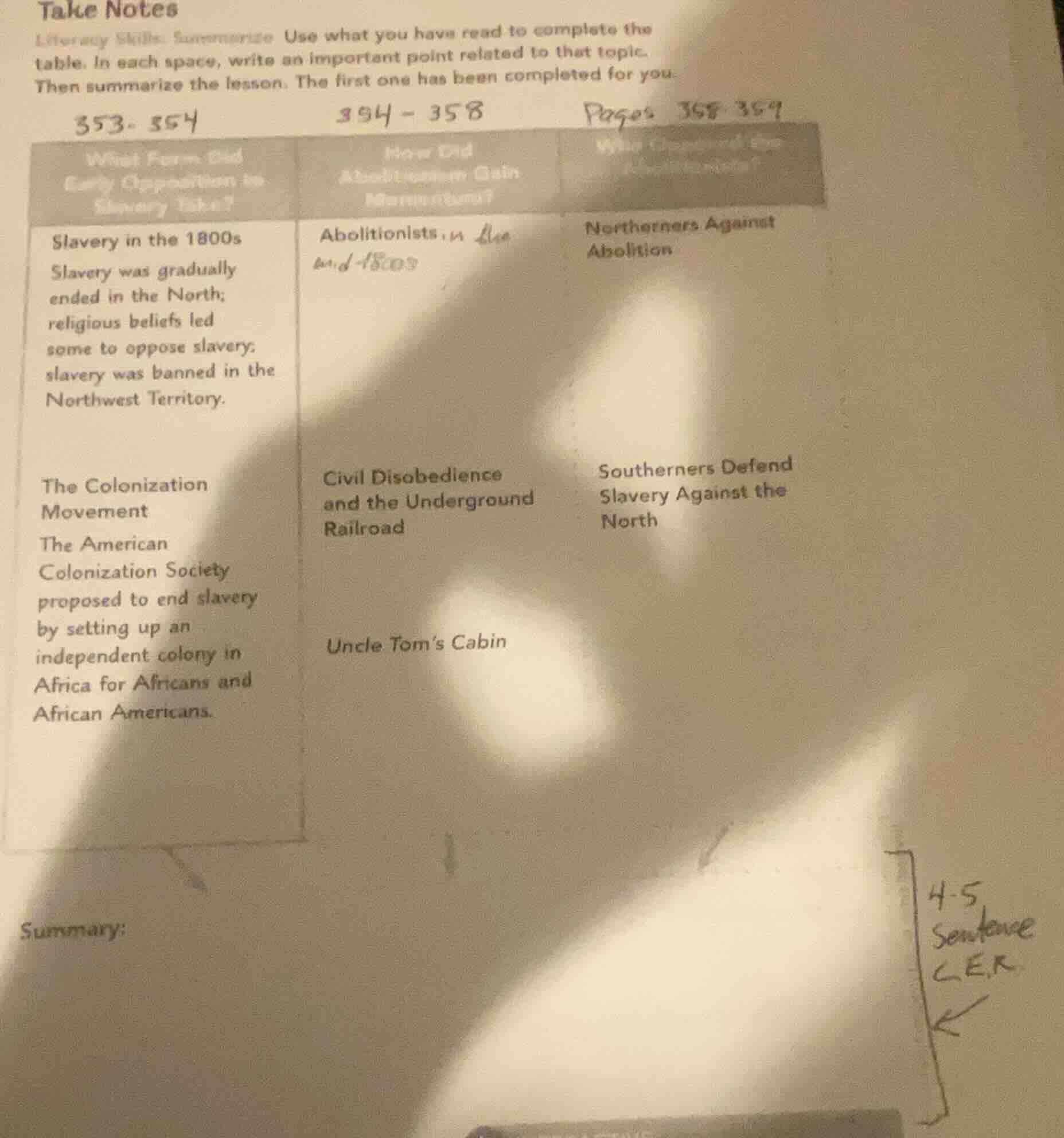 take notes literacy skills: summarize use what you have read to complet…