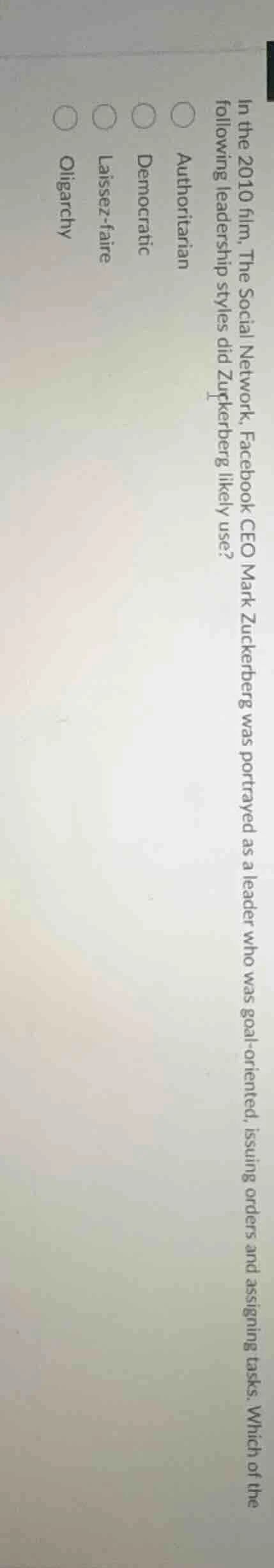 in the 2010 film, the social network, facebook ceo mark zuckerberg was …