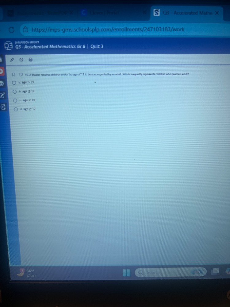 q3 - accelerated mathematics gr 8 | quiz 3 10. a theater requires child…