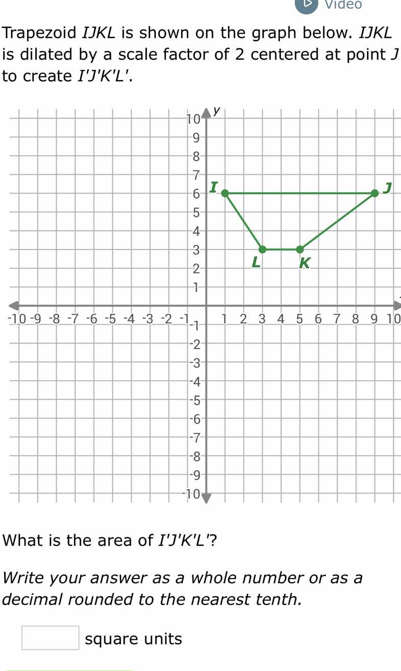 trapezoid ijkl is shown on the graph below. ijkl is dilated by a scale …