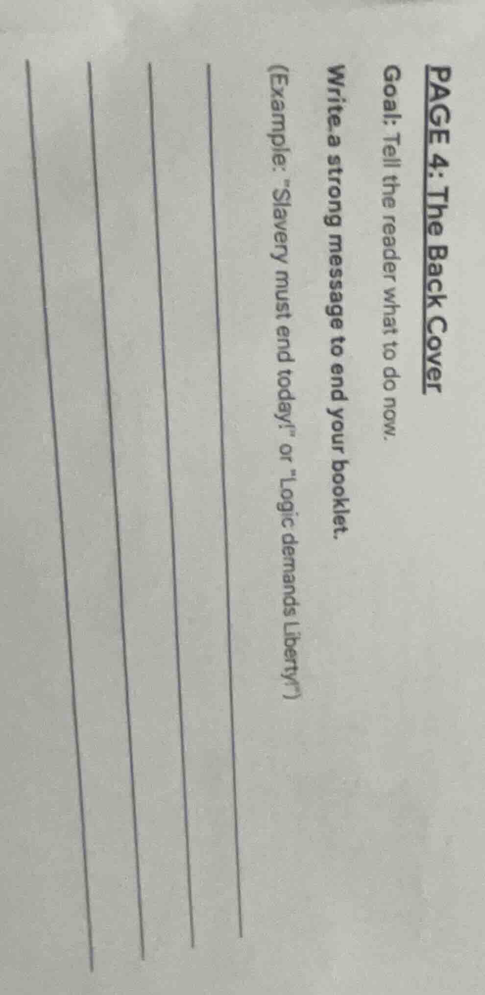 page 4: the back cover goal: tell the reader what to do now. write a st…
