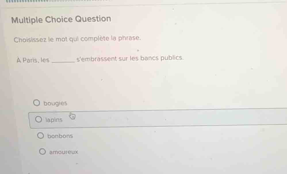 multiple choice question choisissez le mot qui complète la phrase. à pa…
