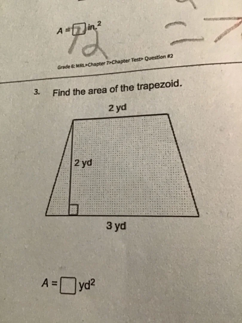 a = $square$ in.$^{2}$ grade 6: mrl>chapter 7>chapter test> question #2…
