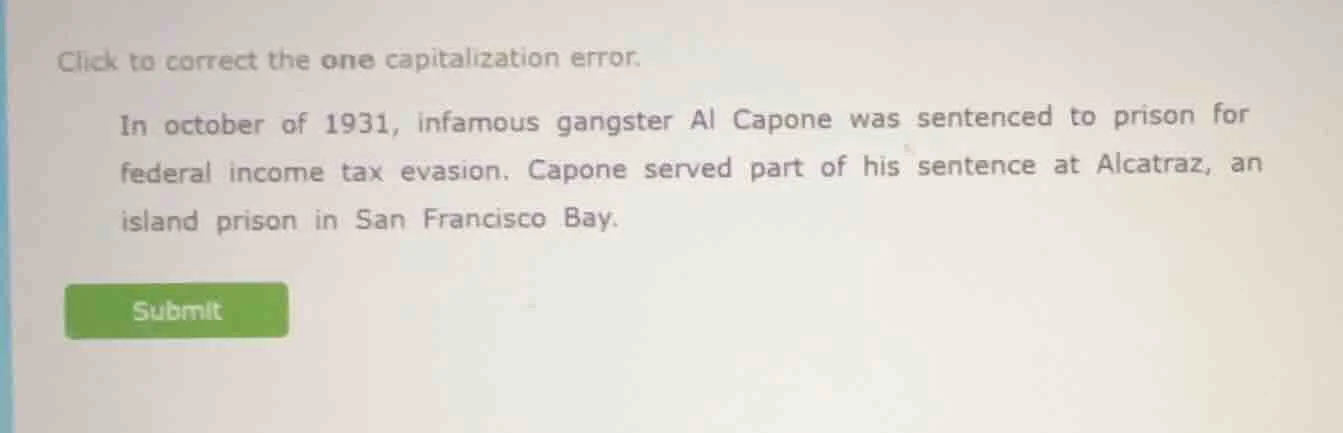 click to correct the one capitalization error. in october of 1931, infa…