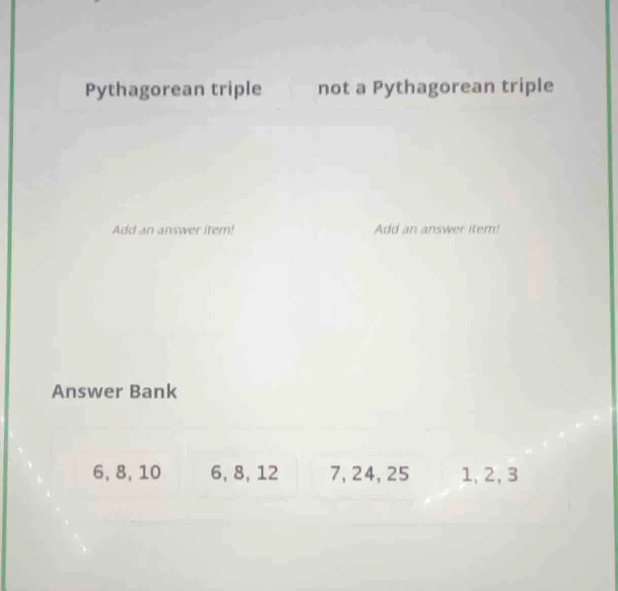 pythagorean triple not a pythagorean triple add an answer item! add an …
