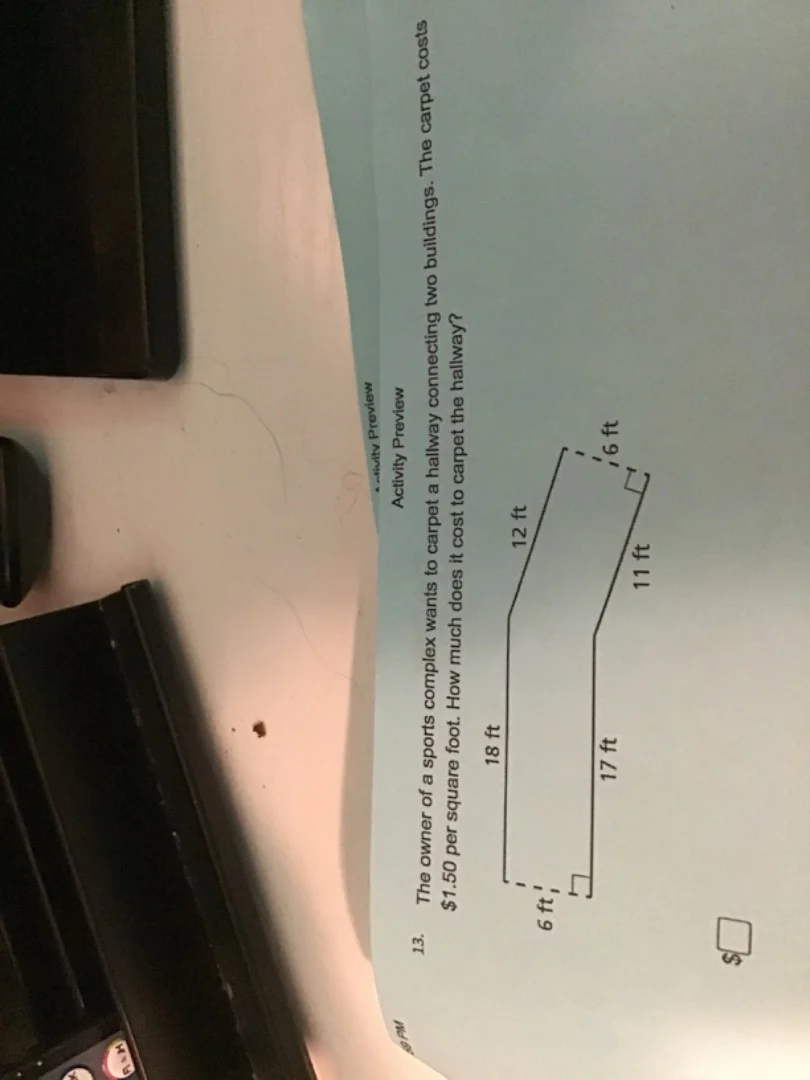 13. the owner of a sports complex wants to carpet a hallway connecting …