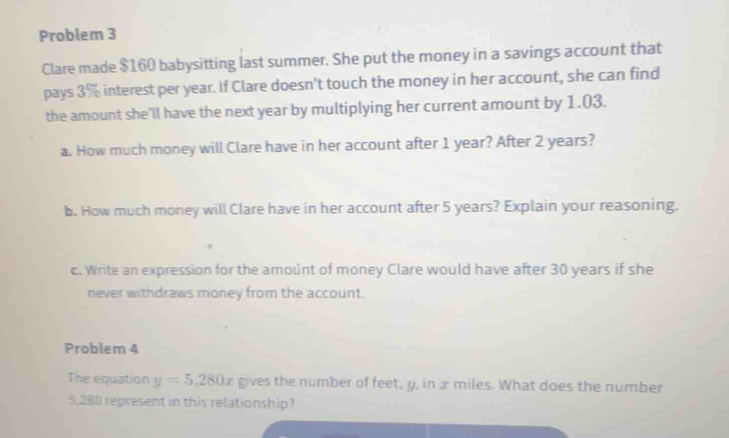 problem 3 clare made $160 babysitting last summer. she put the money in…