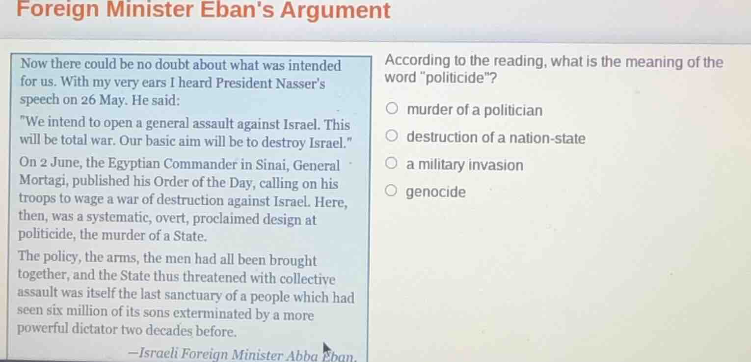 foreign minister ebans argument now there could be no doubt about what …